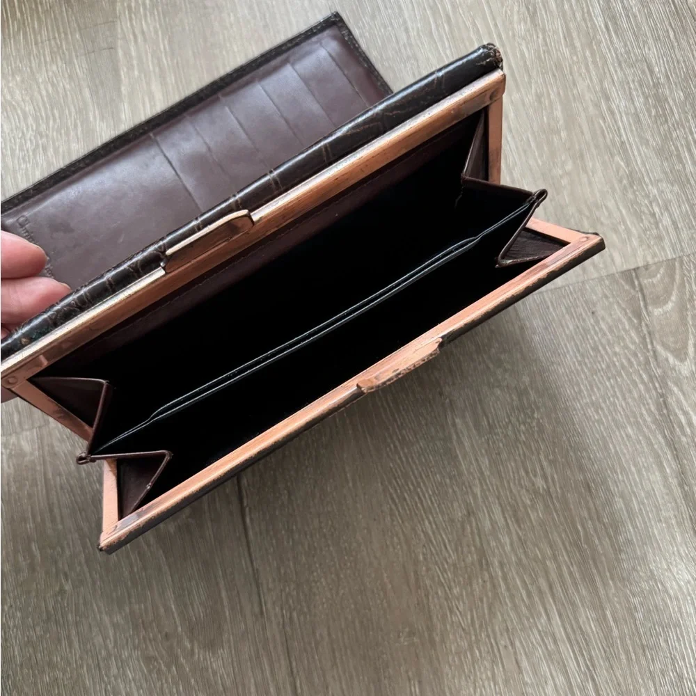 Vintage Dior Wallet, Embossed Leather, Crocodile 1960’s